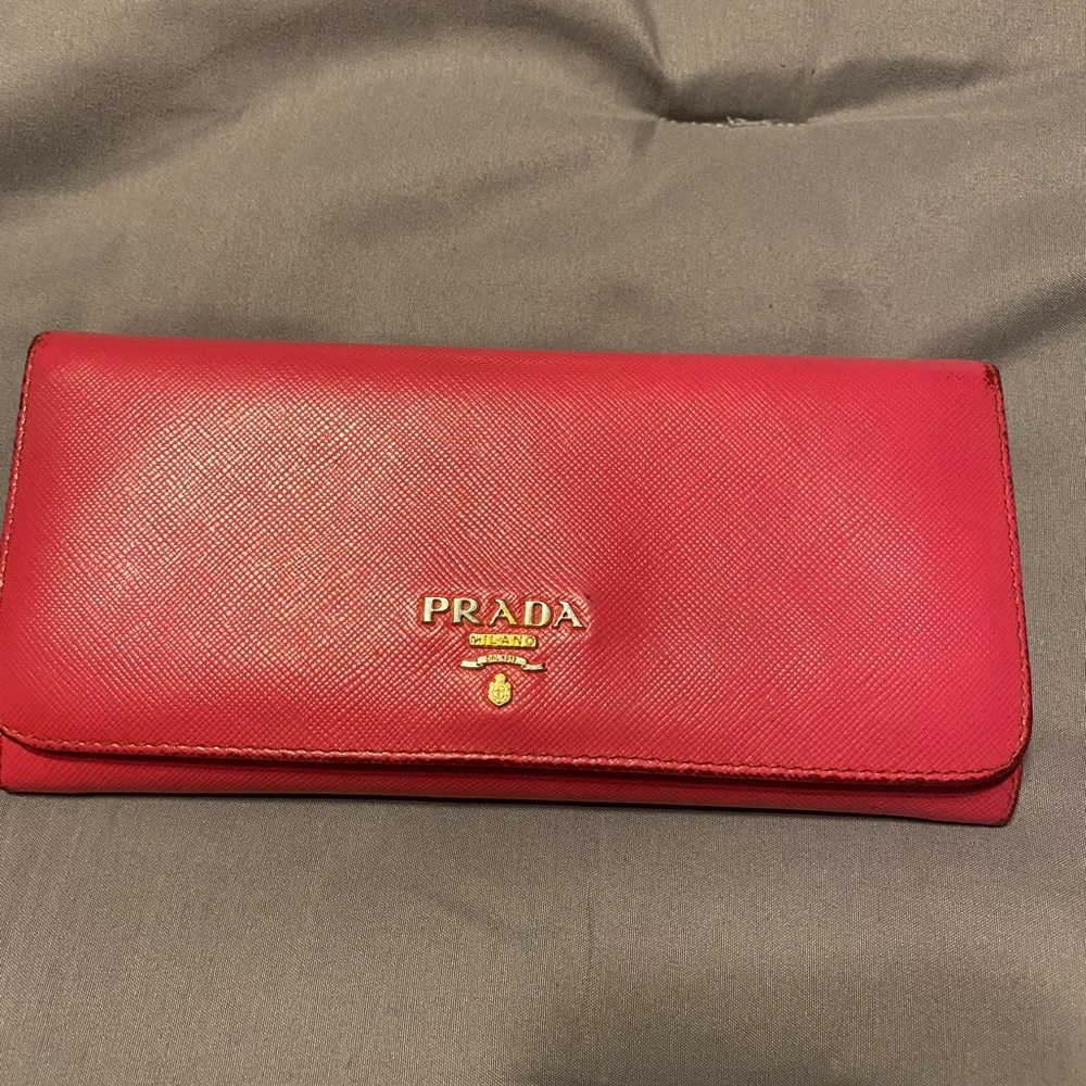 Authentic Prada long pink wallet